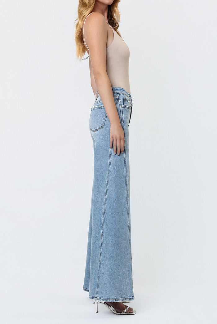 Karla Mid Rise Palazzo Twisted Seam Jean