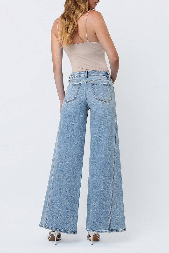 Karla Mid Rise Palazzo Twisted Seam Jean