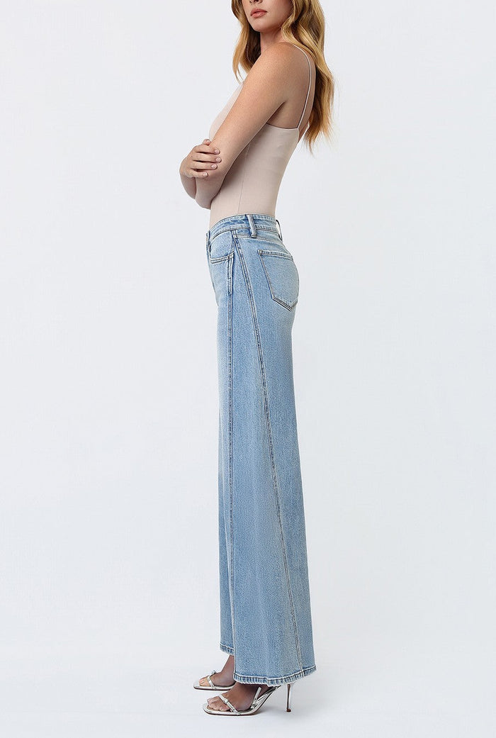 Karla Mid Rise Palazzo Twisted Seam Jean