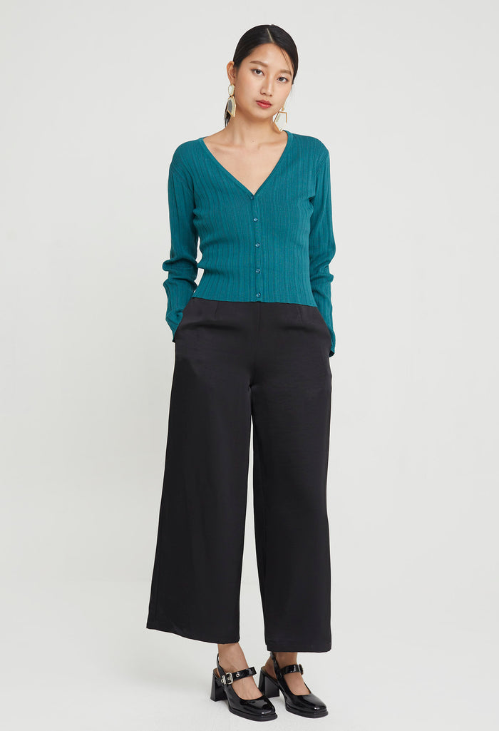 Kateye Rib-Knit Cardigan