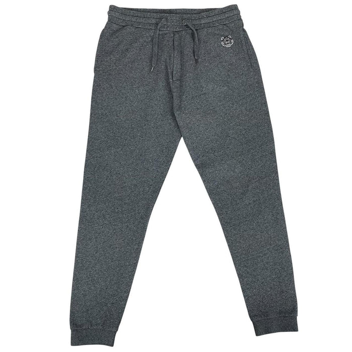 Kenzo grey joggers featuring embroidered tiger logo and soft cotton material.