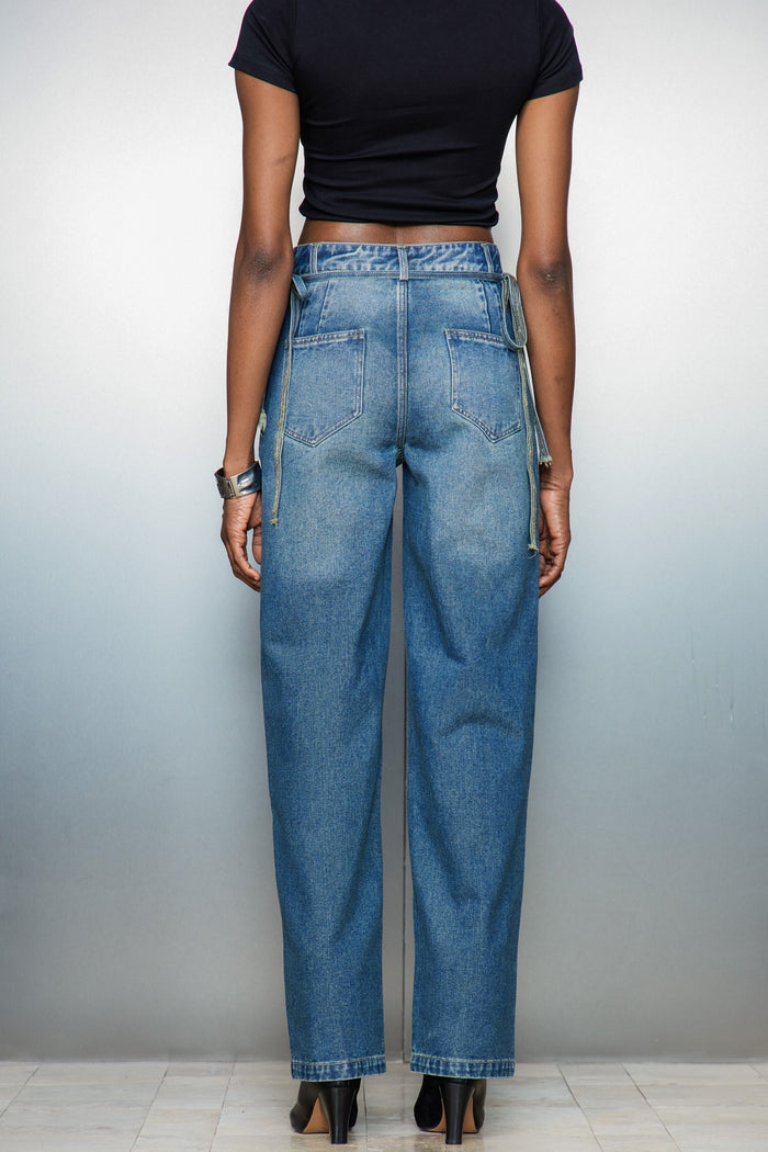 Keyla Deconstruct Low Rise Lace Up Jeans