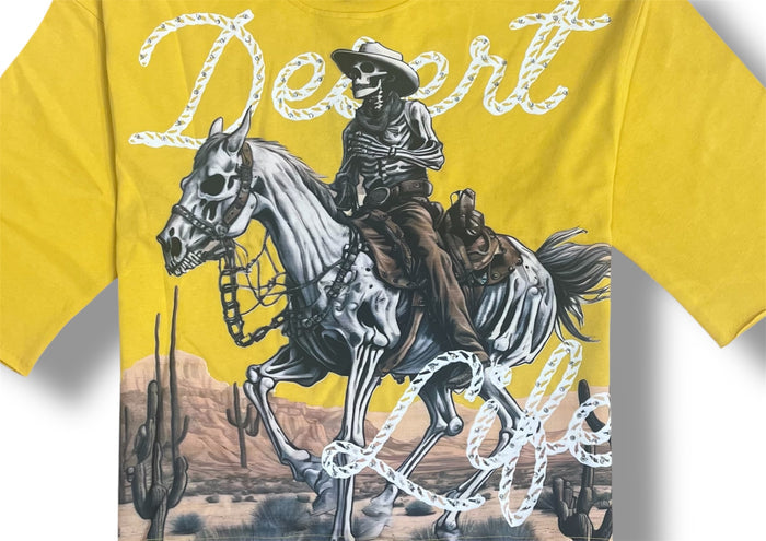 Yellow oversized cropped T-shirt from KIND RED's Desert Life collection, featuring a relaxed fit and casual style.
