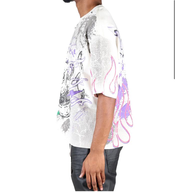 Cream Kleep BERYL premium cropped T-shirt with short sleeves and crew neckline, displayed flat on a white background.