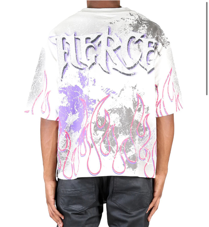 Cream Kleep Beryl premium cropped T-shirt with short sleeves and relaxed fit, displayed flat on a white background.
