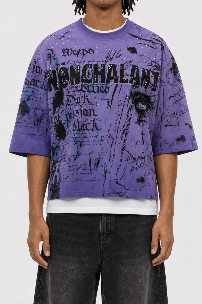 Kleep Tooley Washed 100% Cotton S/N Jersey 3/4 Sleeve Tee in Lavender KT1930S