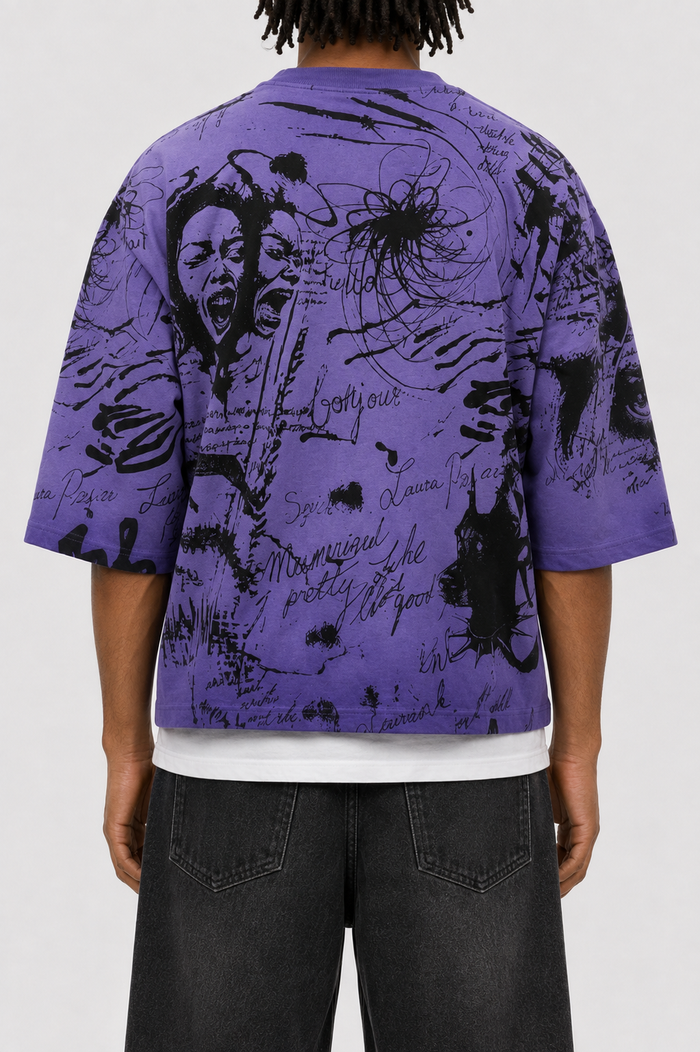Kleep Tooley Washed 100% Cotton S/N Jersey 3/4 Sleeve Tee in Lavender KT1930S