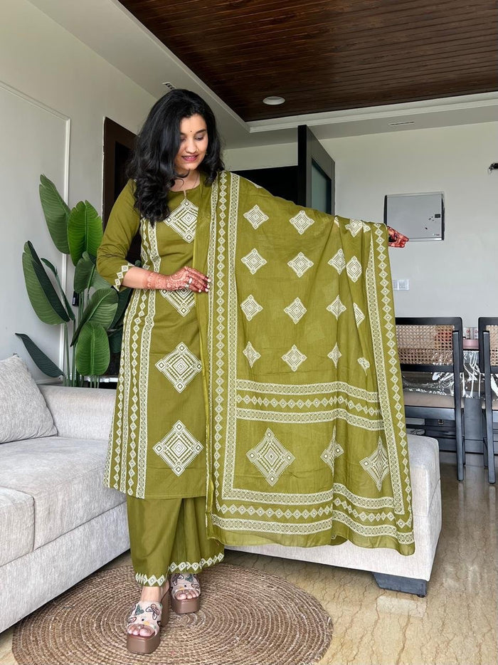 Kosha Premium Cotton Suit- Green