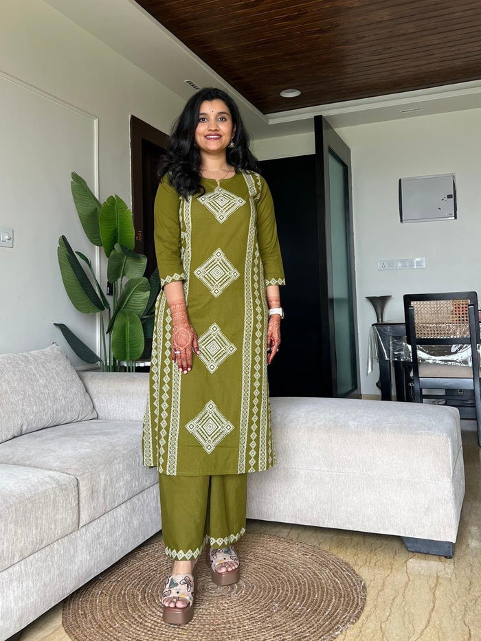 Kosha Premium Cotton Suit- Green