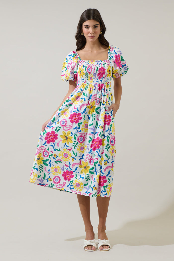 Kress Floral Maray Smocked Midi Dress