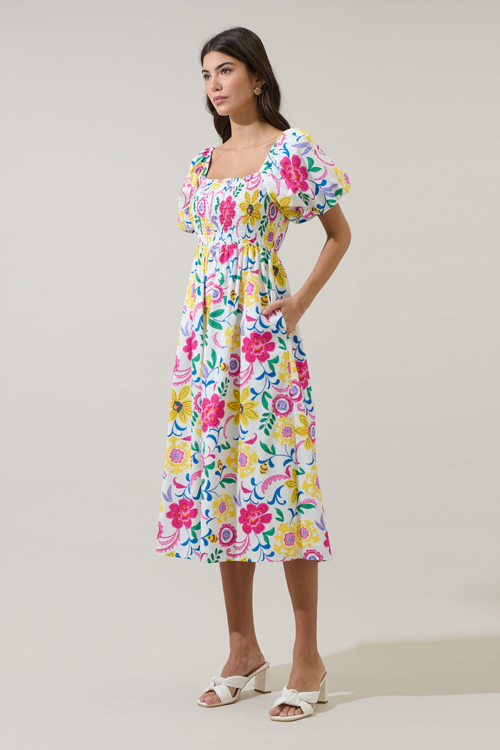 Kress Floral Maray Smocked Midi Dress