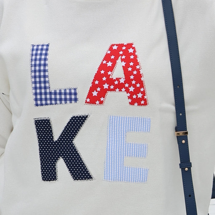 LAKE Patchwork Riley Crewneck Cotton Sweater