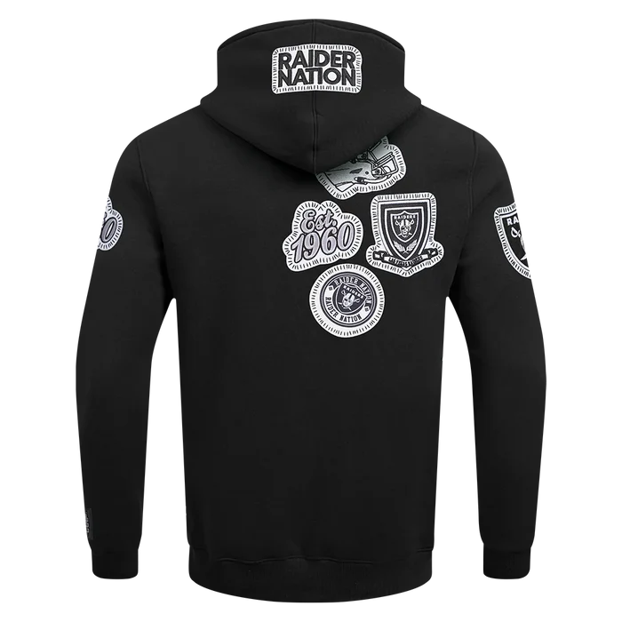 Black Las Vegas Raiders DIY Pick Stitch hoodie by Pro Standard with team logo and detailed stitching, casual sportswear for fans.