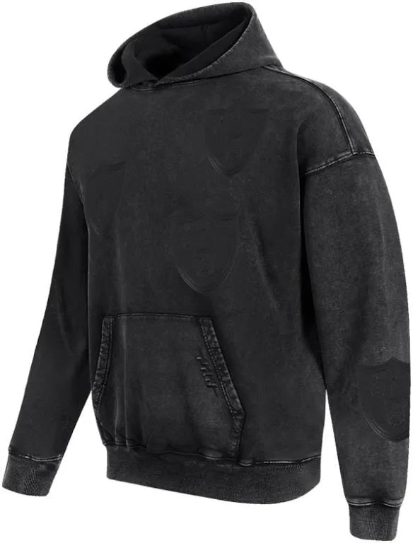 Black Las Vegas Raiders 'Washed Vanguard' hoodie by Pro Standard, featuring team logo and casual hoodie design.