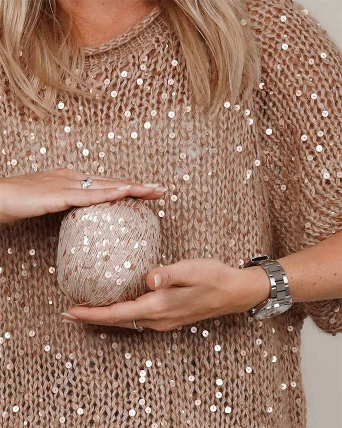 Laura Sparkle Tee, Katrine Hannibal | Light camel melange (020m), Camel brown (018), Beige (10)