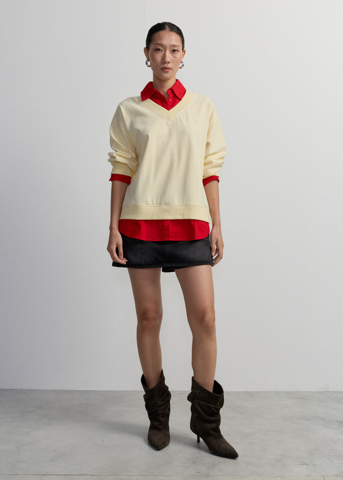 LAYERED OVERSIZED POLO SHIRT