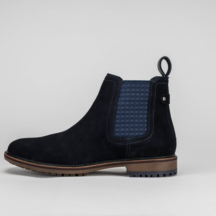 Ledger Suede Chelsea Boots in Navy