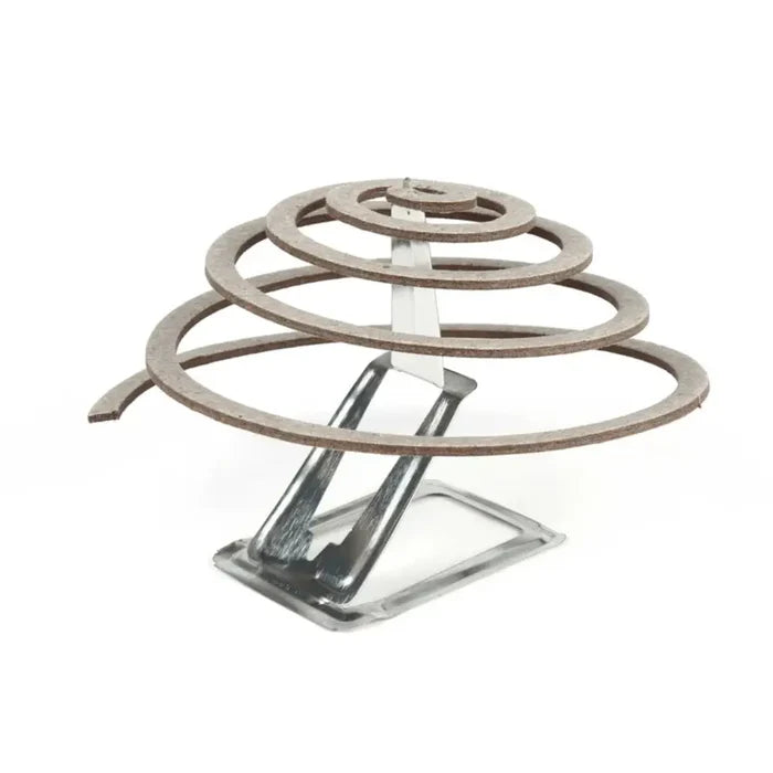 Unlit single Lifesystems insect repellent coil on its burning stand on a white background