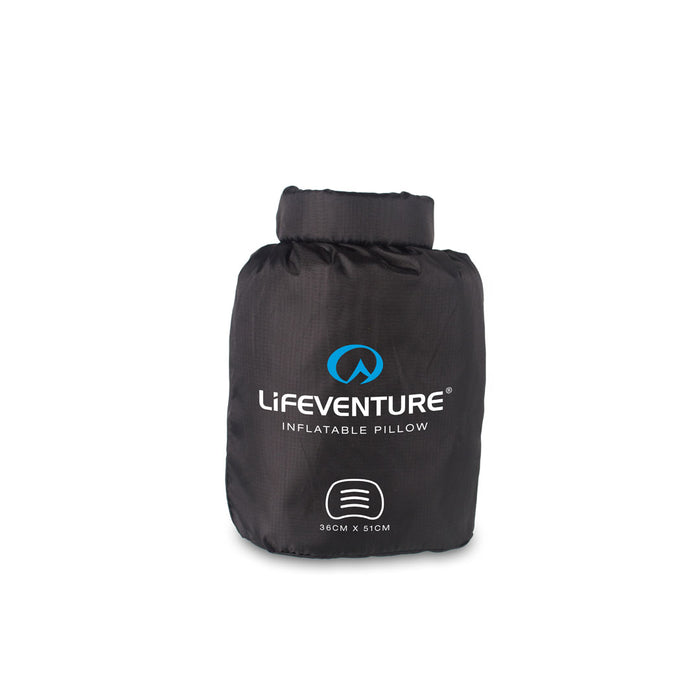 Lifeventure inflatable travel pillow packed in stuff sack