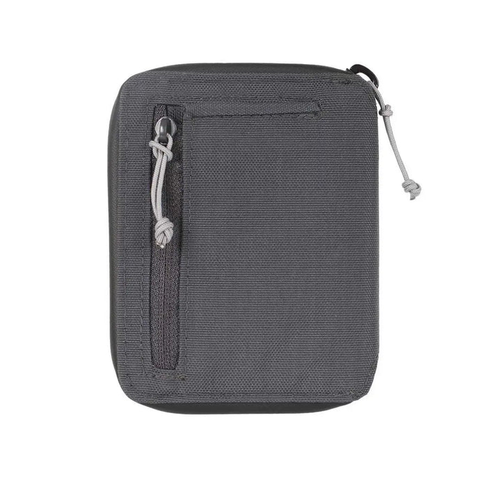 Rear zipped coin pocket on a Lifeventure RfiD Bi-Fold wallet in grey colour