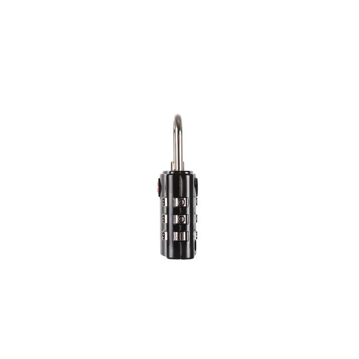 Lifeventure TSA 3 Dial Combination Padlock in black shown from the side on a white background