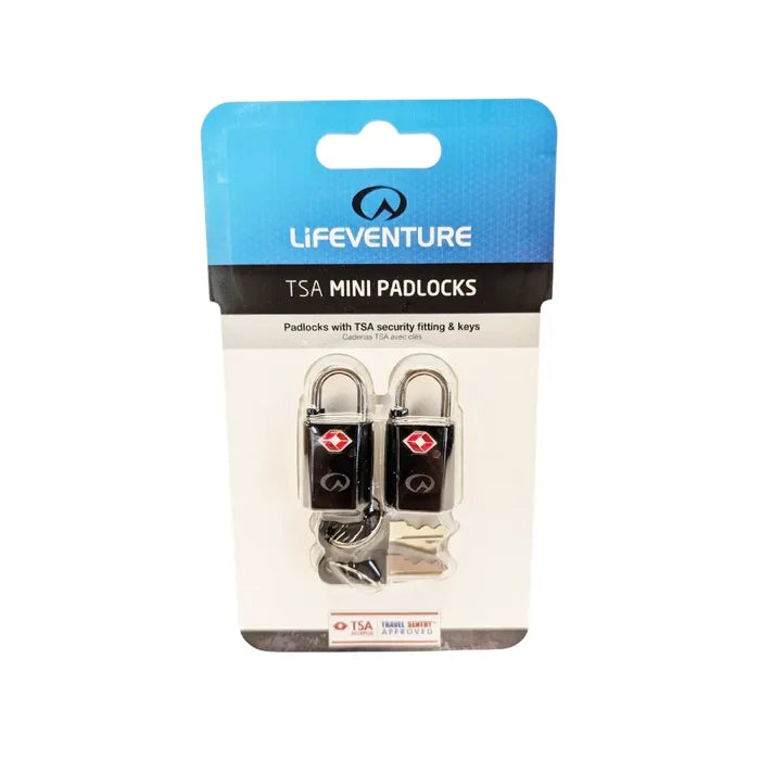 Lifeventure TSA Mini Padlocks in their packaging shown from the front on a white background