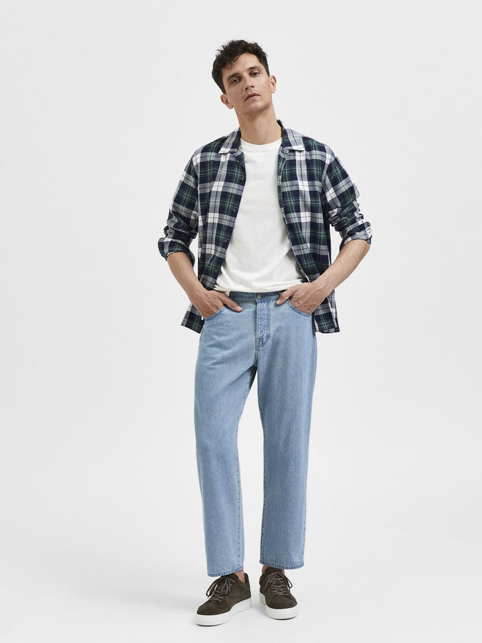 Light Blue Mid Rise Relaxed Jeans