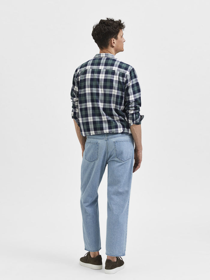 Light Blue Mid Rise Relaxed Jeans