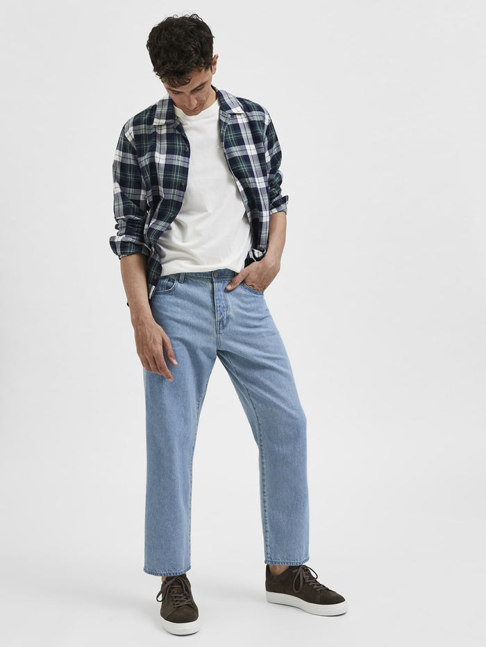 Light Blue Mid Rise Relaxed Jeans