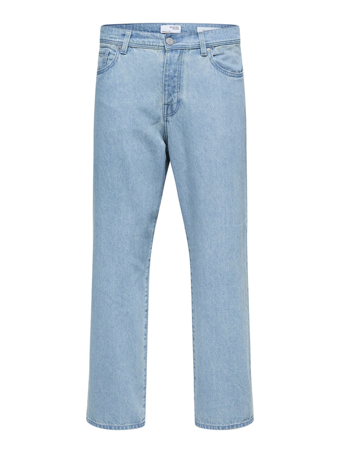 Light Blue Mid Rise Relaxed Jeans