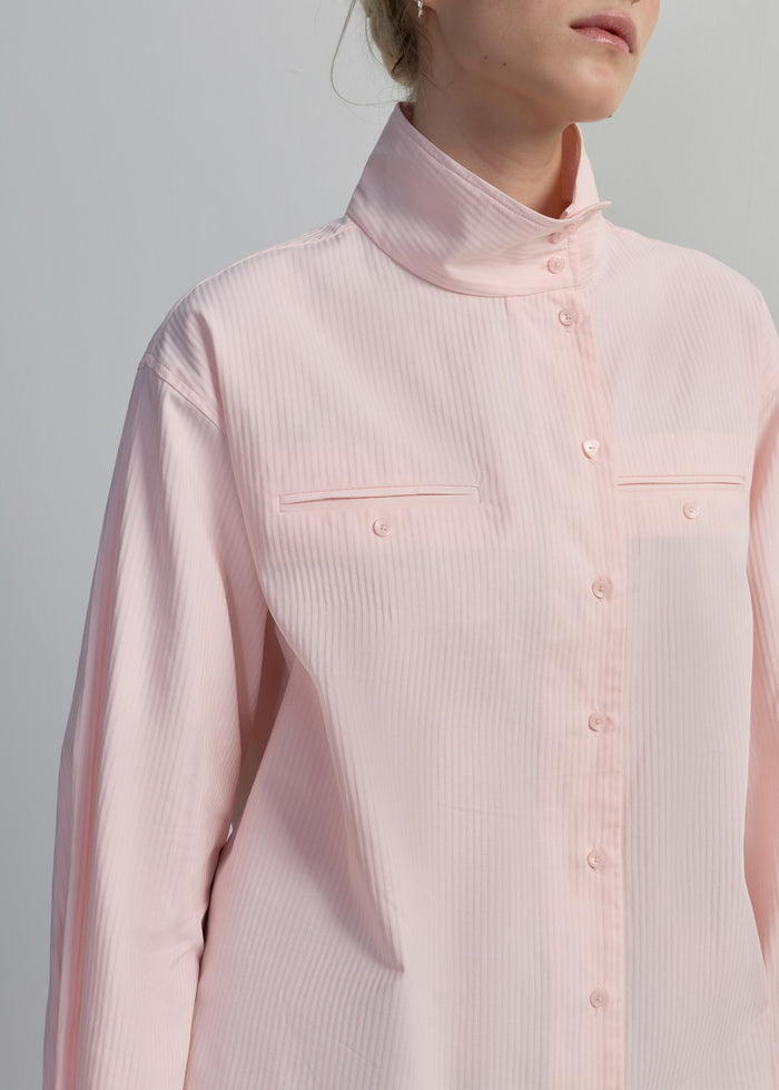 LIGHT PINK HIGH-NECK BLOUSE