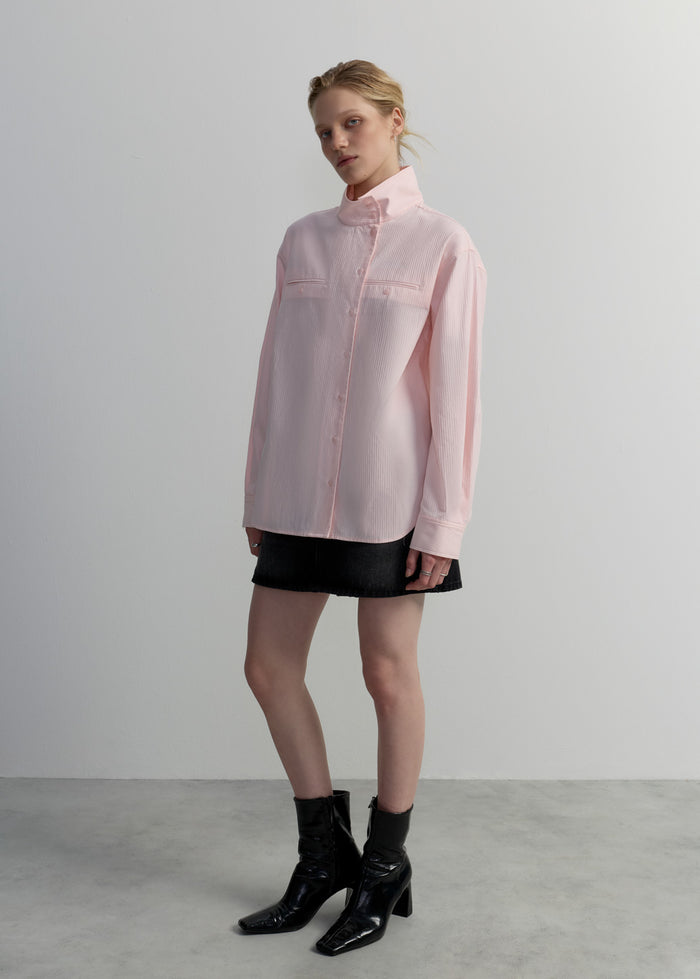 LIGHT PINK HIGH-NECK BLOUSE