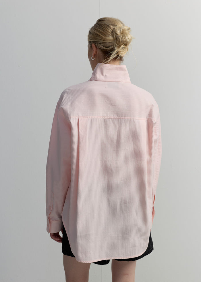 LIGHT PINK HIGH-NECK BLOUSE