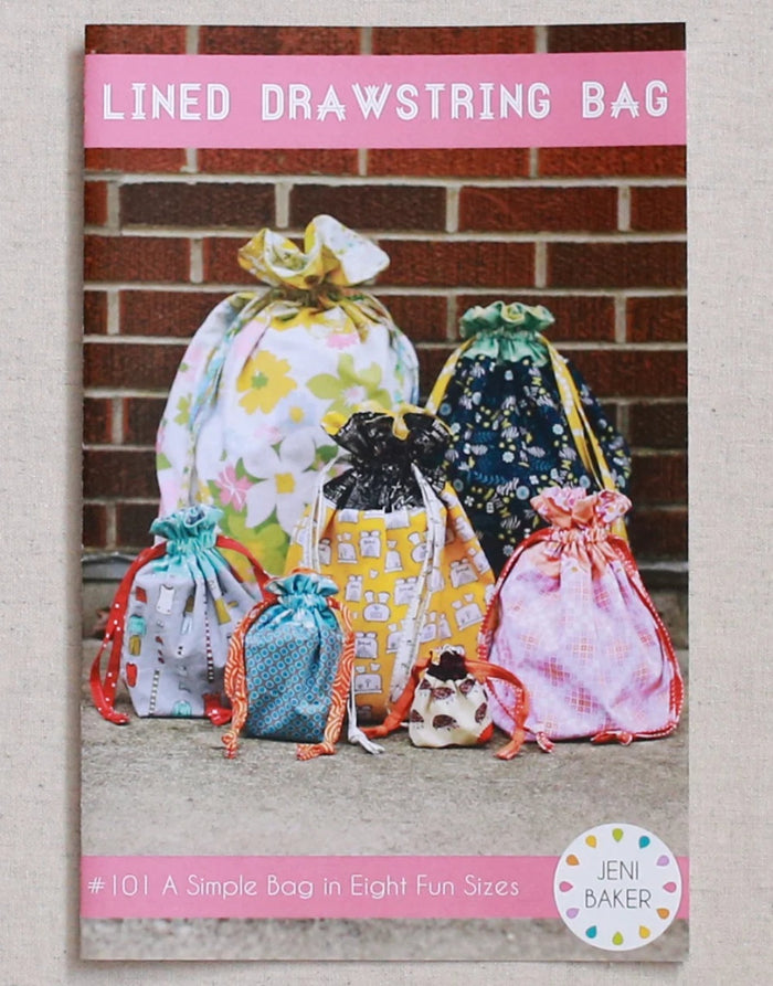 Lined Drawstring Bag Paper Sewing Pattern, Jeni Baker