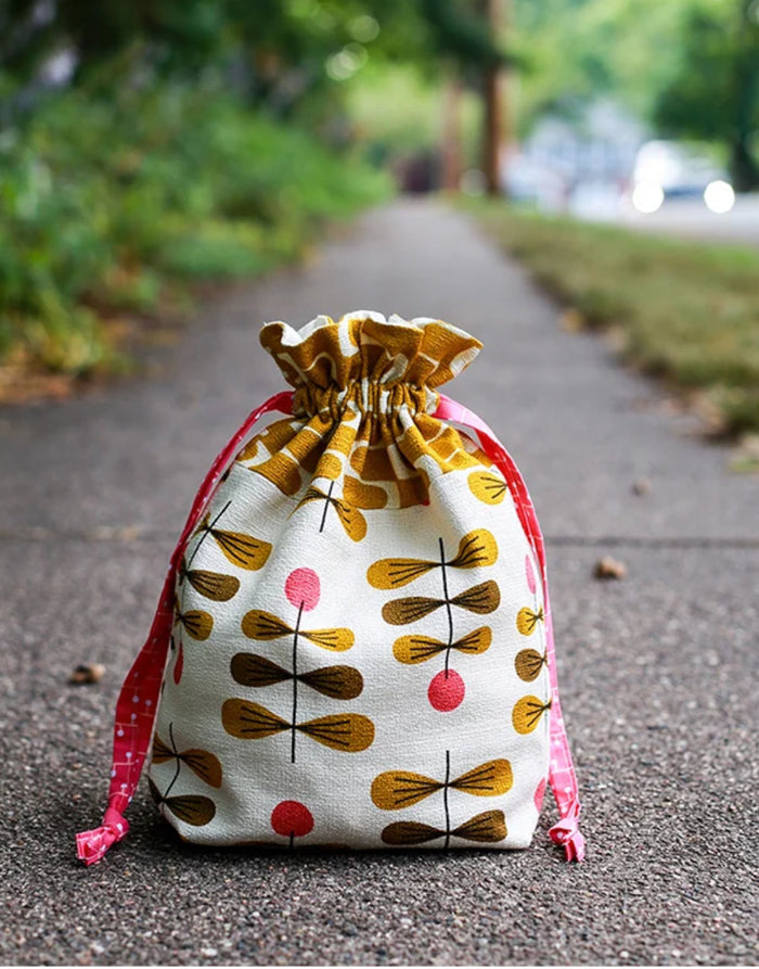 Lined Drawstring Bag Paper Sewing Pattern, Jeni Baker