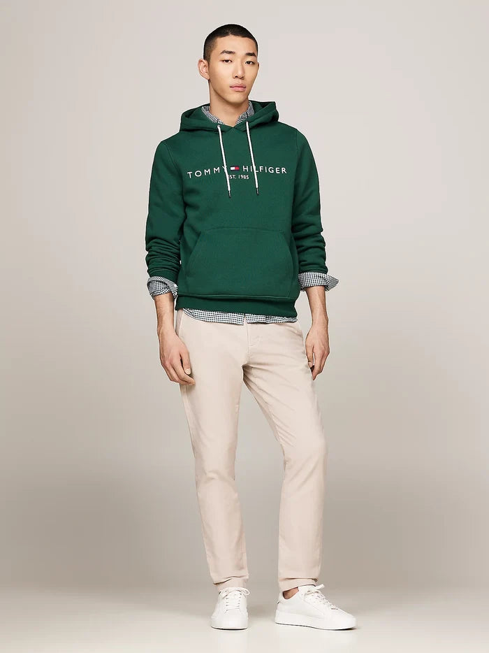 Logo Drawstring Hoody in Green