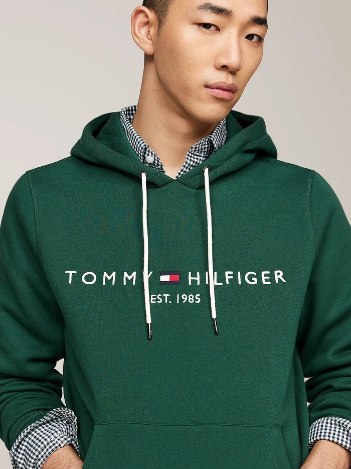Logo Drawstring Hoody in Green