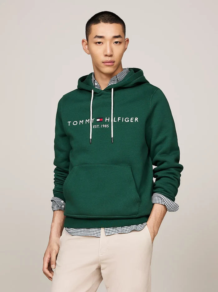 Logo Drawstring Hoody in Green