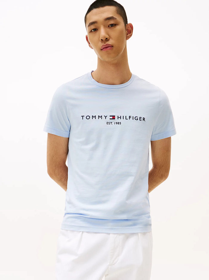 Logo Embroidery Slim Tee in Blue