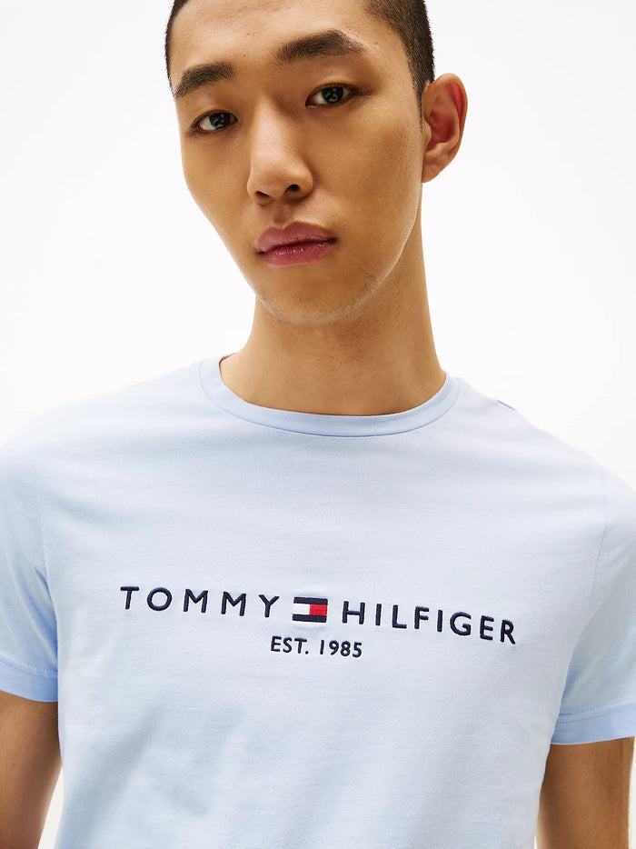 Logo Embroidery Slim Tee in Blue