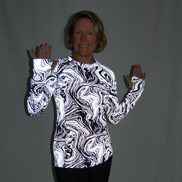 Long Sleeved  Swirly Whirly Reflective Running T-Shirt