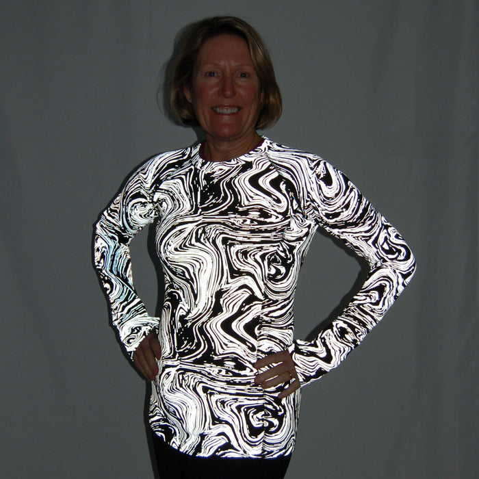 Long Sleeved  Swirly Whirly Reflective Running T-Shirt