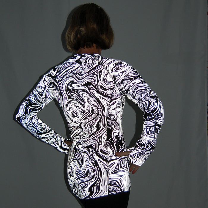Long Sleeved  Swirly Whirly Reflective Running T-Shirt