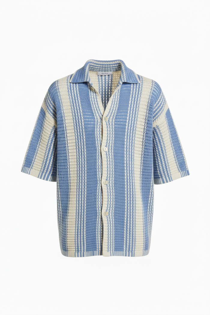 Loose Knit Shirt in turquoise | CRUX