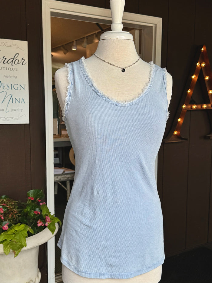 Lori Ruff Edge Tank in Sky Blue
