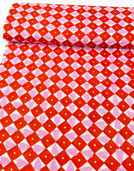Love Bite Diamond Heart Cotton Linen Fabric, Doops Designs
