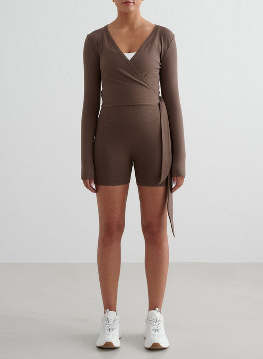 Macchiato Shape Seamless Hotpants & Wrap Longsleeve Set