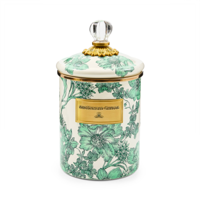 Mackenzie Childs Canister Enamel Emerald English Garden