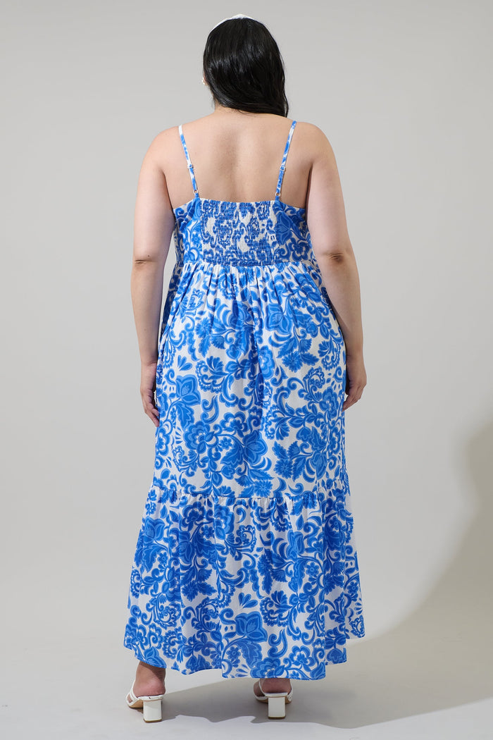 Magee Floral Cabana Flowy Maxi Dress Curve