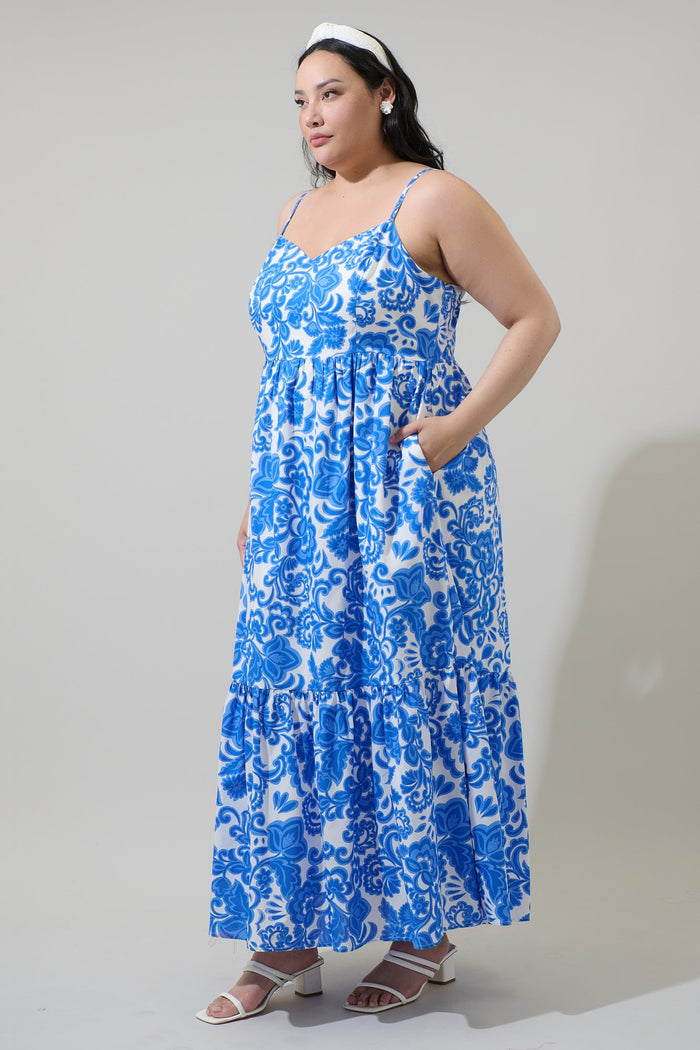 Magee Floral Cabana Flowy Maxi Dress Curve